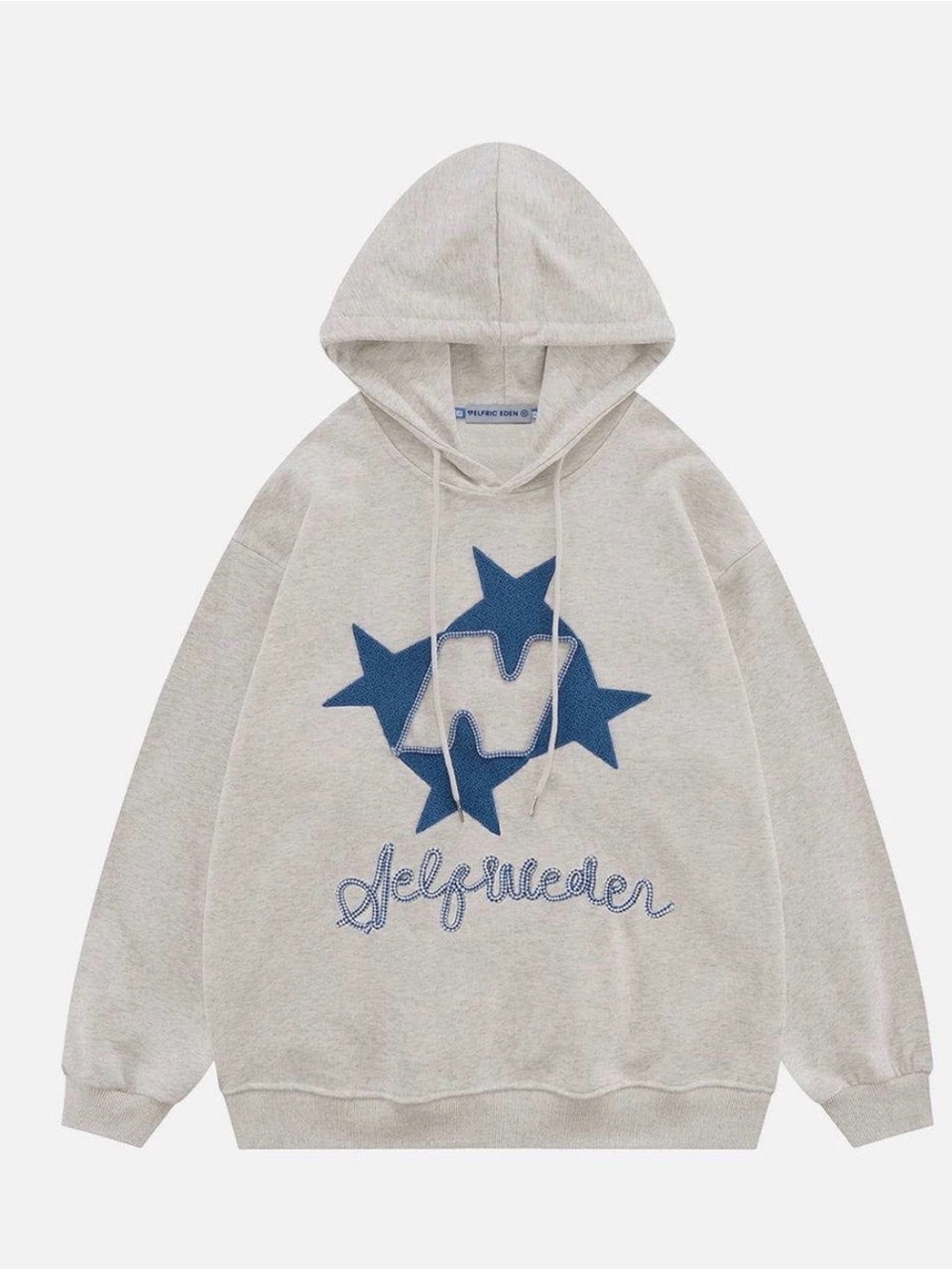 Aelfric Eden Light Gray Hoodie with Blue Star Logo